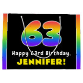 63. Geburtstag: Farbiger Regenbogen # 63, Individu Große Geschenktüte (Rückseite)
