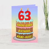 63. Geburtstag — Fun Cake & Candles, w/Individuell Karte (Vorderseite)