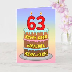 63. Geburtstag — Fun Cake & Candles, w/Individuell Karte