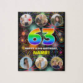 63. Geburtstag: Fun Rainbow #, Individuelle Name + Puzzle