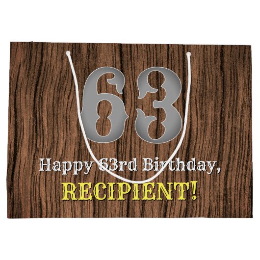 63. Geburtstag: Inspirierter Country Western Look, Große Geschenktüte (Rückseite)