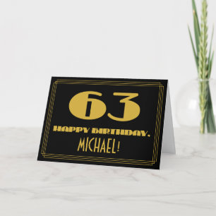 63. Geburtstag: Name + Art Deco inspiriertes Ausse Karte