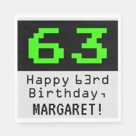 63. Geburtstag - Nerdy / Geeky Style "63" & Name Serviette