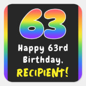 63. Geburtstag: Rainbow Spectrum # 63, Individuell Quadratischer Aufkleber (Vorderseite)