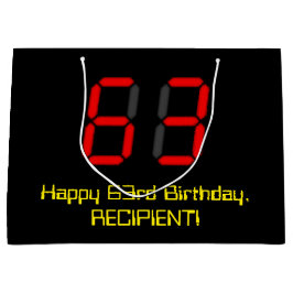 63. Geburtstag: Red Digital Clock Style "63" + Nam Große Geschenktüte