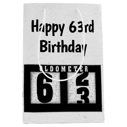 63. Geburtstag Schwarzer Odometer Mittlere Geschenktüte (Vorderseite)