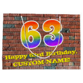 63. Geburtstag: Spaß, Graffiti-Inspiriert Regenbog Große Geschenktüte (Rückseite)