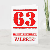 63. Geburtstag: Spaß, Red Rubber Briefmarke Inspir Karte (Vorderseite)