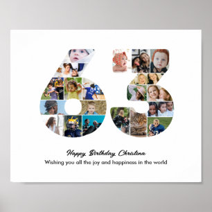 63. Geburtstagsfeier Nummer 63 Fotocollage Poster