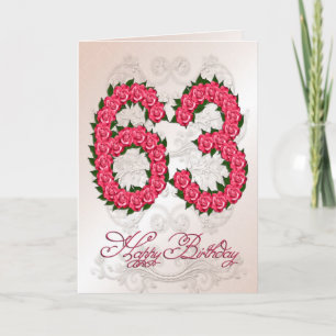 63. Geburtstagskarte mit Rose und Blätter Karte