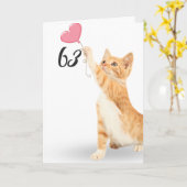 63. Geburtstagskatze mit Herzballon Karte (Gelbe Blume)