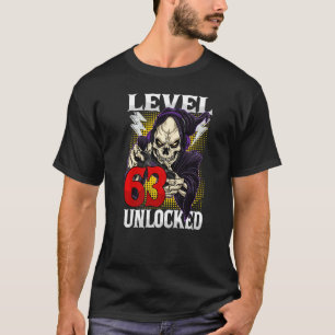 63. Geburtstagskelett des Gamers Stufe 63 Unverrie T-Shirt