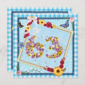 63. Geburtstagsparty Einladung Blume, Schmetterlin (Vorne/Hinten)