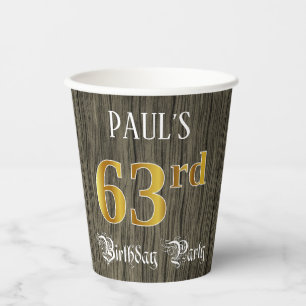 63. Geburtstagsparty - Imitate Gold & Imitate Wood Pappbecher