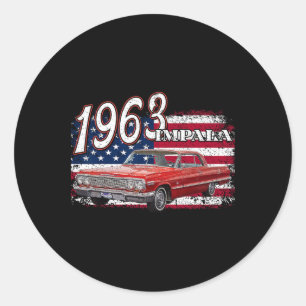 63 Impala Lowrider Ss 4. Juli Amerikaner Runder Aufkleber