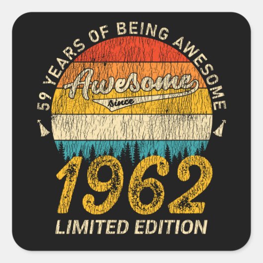 63 Jahre alt 1962 Retro Phantastisch 63. Geburtsta Quadratischer Aufkleber (Vorderseite)