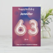 63 Jahre alte Happy Birthday Card (Stehend Vorderseite)
