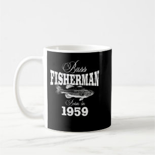 63 Jahre alter Fisherman Bass Fishing 1959 63. Geb Kaffeetasse