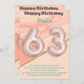 63-jährige Mädchen Happy Birthday Card (Vorne/Hinten)