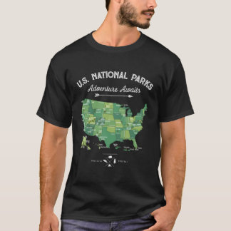 63 National Parks Map Us Park Camg Wandern T-Shirt