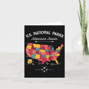 63 National Parks Map Us Park Retro Vintag Campin Karte