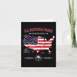 63 National Parks Map - Vintag American Flag Hiki Karte