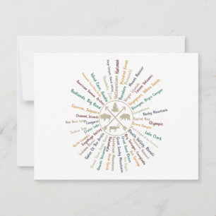 63 National Parks Map zeigt US Park Vintag Campin Feiertagskarte