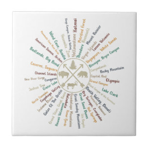 63 National Parks Map zeigt US Park Vintag Campin Fliese