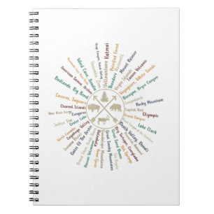 63 National Parks Map zeigt US Park Vintag Campin Notizblock