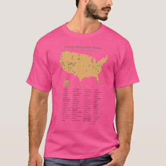 63 Nationalparks Karte US Park Camping Wandern T-Shirt