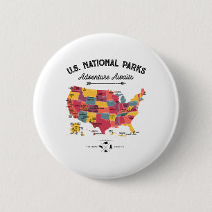63 Nationalparks Karte Us Park Retro Vintage Campi Button