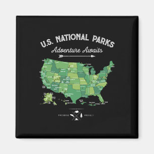 63 Nationalparks Karte Us Park Retro Vintage Campi Magnet