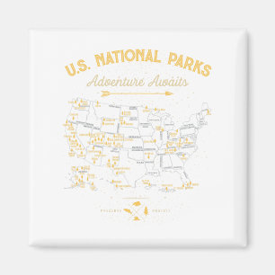 63 Nationalparks Karte Us Park Retro Vintage Campi Magnet