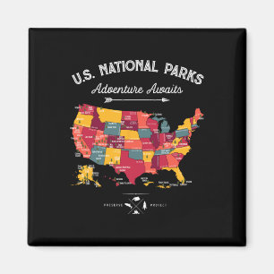 63 Nationalparks Karte Us Park Retro Vintage Campi Magnet