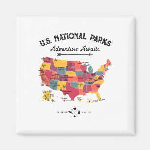 63 Nationalparks Karte Us Park Retro Vintage Campi Magnet