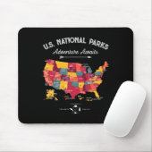 63 Nationalparks Karte US Park Retro Vintage Campi Mousepad (Mit Mouse)
