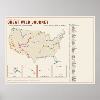 63 Nationalparks-Roadtrip-Kartenposter Poster