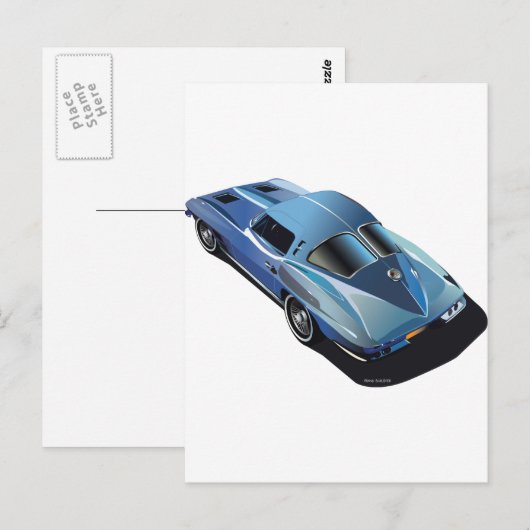 63_Split Window_Blue Postkarte (Vorne/Hinten)