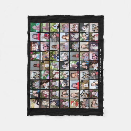 63 Square Foto Collage Grid mit Text - schwarz Fleecedecke (Vorderseite)
