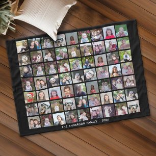 63 Square Foto Collage Grid mit Text - schwarz Fleecedecke