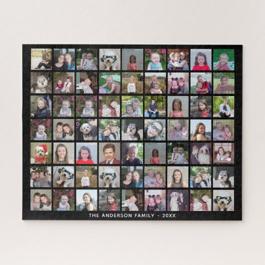 63 Square Foto Collage Grid mit Text - schwarz Puzzle (Horizontal)