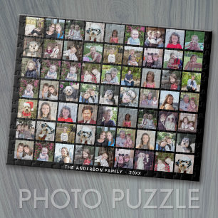 63 Square Foto Collage Grid mit Text - schwarz Puzzle
