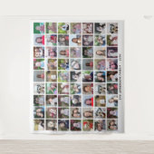 63 Square Foto Collage Grid mit Text - weiß Wandteppich (Vorderseite)