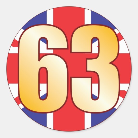 63 UK Gold Runder Aufkleber (Vorderseite)