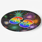 63. Veranstaltung - Spaß, farbenfroh, kühl, Regenb Pappteller (Schrägansicht)