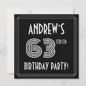 63rd Birthday Party: Art Deco Style w/ Custom Name Einladung (Vorderseite)