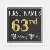 63rd Birthday Party — Fancy Script, Faux Gold Look Serviette (Vorderseite)