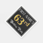 63rd Birthday Party — Fancy Script, Faux Gold Look Serviette (Ecke)