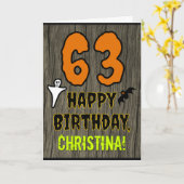 63rd Birthday: Spooky Halloween Theme, Custom Name Karte (Gelbe Blume)