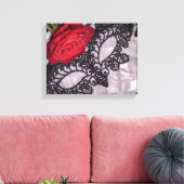 6418-Rote Rose mit Schwarzer Maskenmaske Leinwanddruck (Insitu (Wohnzimmer))